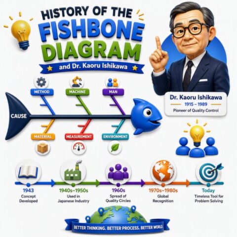 Explore the history of the Fishbone Diagram, developed by Dr. Kaoru Ishikawa, and how it became one of the world's most widely used Root Cause Analysis tools